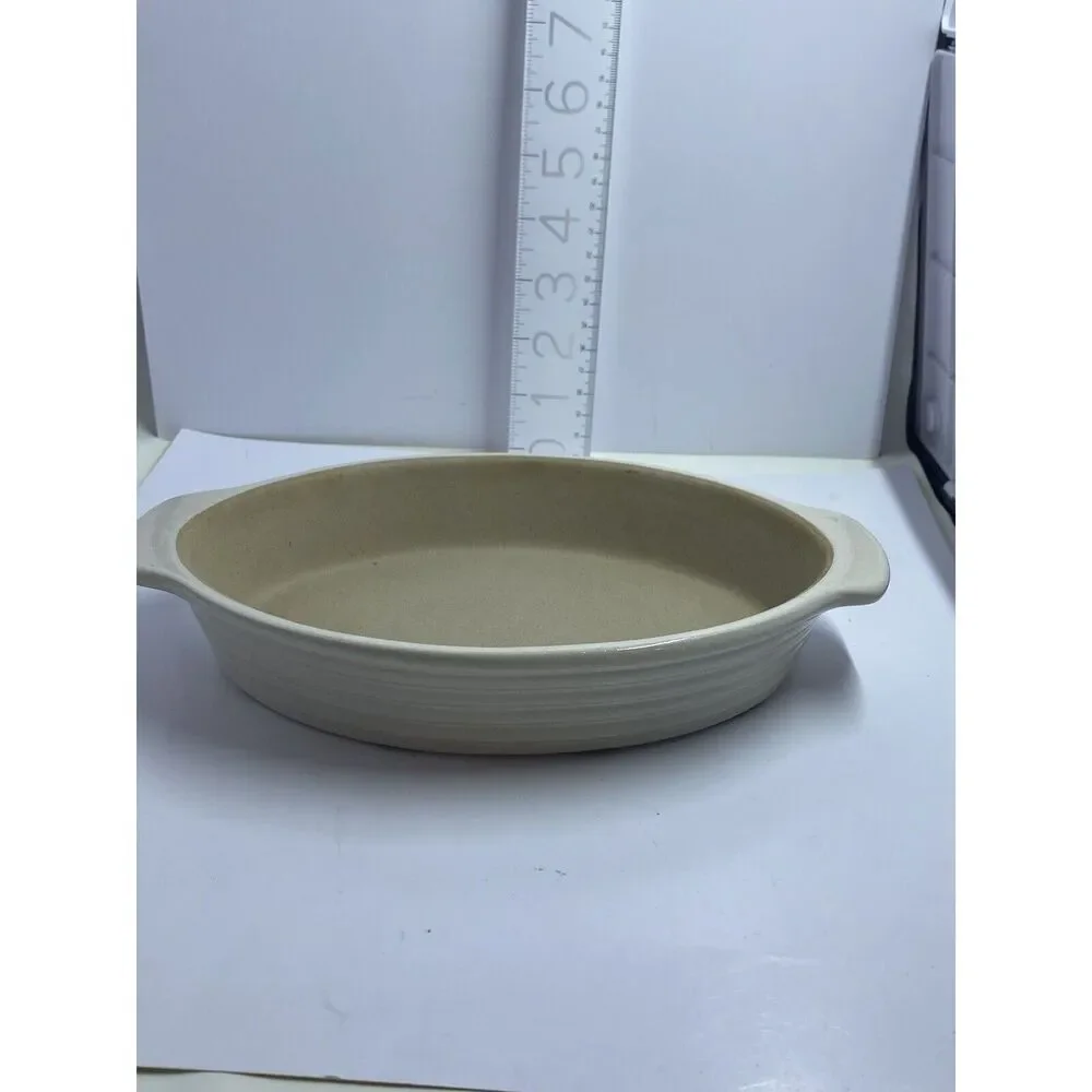 Pampered Chef Family Heritage Stoneware Mini Oval Baker Vanilla Glazed No Box